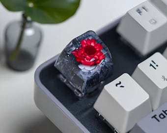 Blommigt tangentbord, hantverksmässigt blommigt tangentbord för mekaniskt tangentbord, personlig present till henne, söt blomdesign