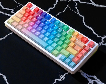 レインボーグラデーションキーキャップセット – メカニカルキーボード用PBTダブルショットキーキャップセット | OEMプロファイル | 耐久性と鮮やかな色
