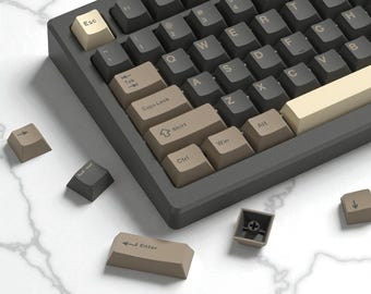 Retro PBT-toetsen – 138 toetsen kersenhout | Grijsbruine double-shot set voor MX mechanische toetsenborden