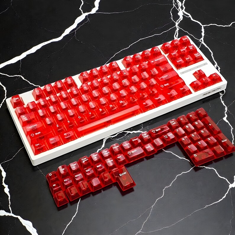 Red Transparent Keycaps Set for Mechanical Keyboards - Etsy