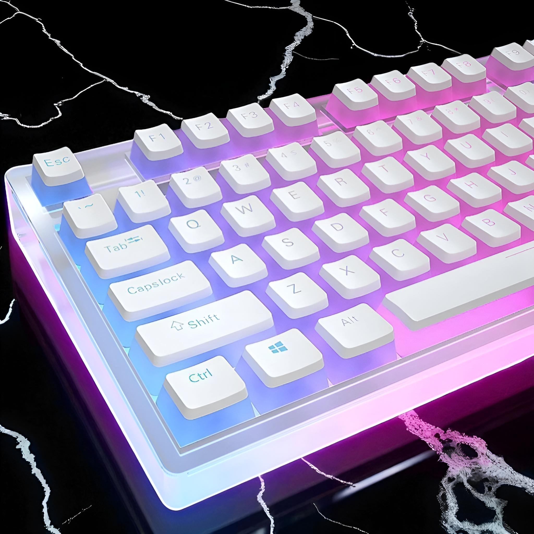 Keyboard White Color White RGB Mechanical Keyboard | Backlit Gaming Keycaps | Hot Swappable ...