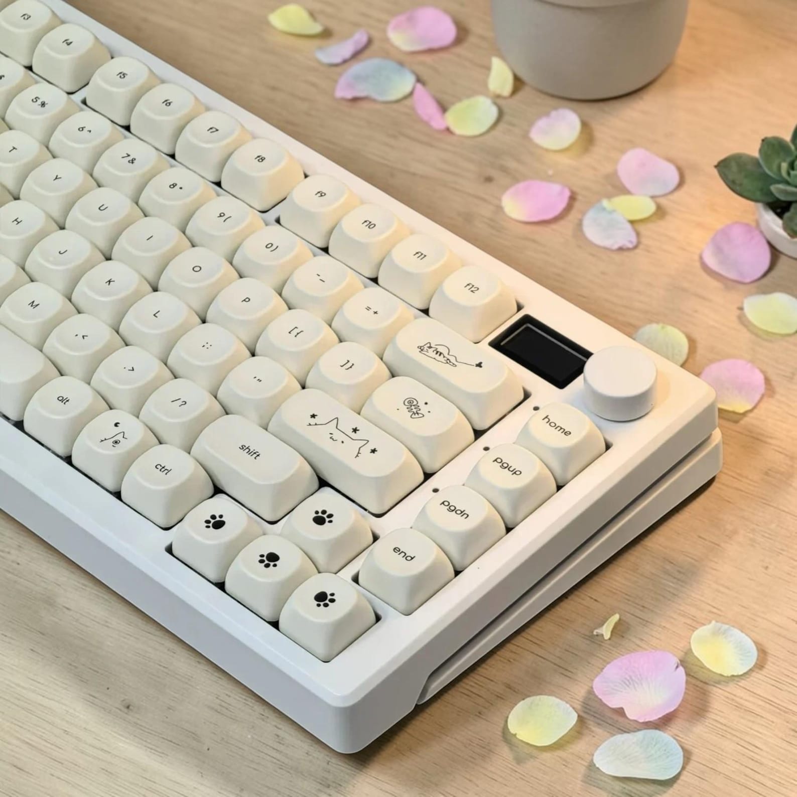 124-key Milky White Cute Cat Keycaps – PBT Dye Sublimation Keycap Set ...