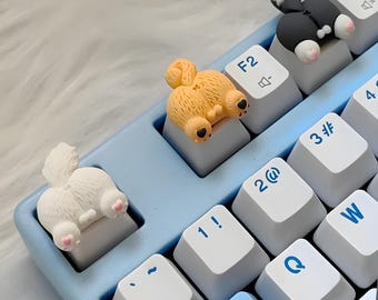 Leuke keycaps met hondenkontje + set blanco keycaps in pastelkleuren