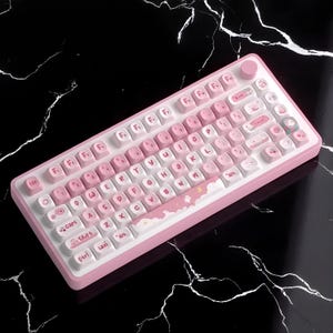 Cream Keycap Set for Mechanical Keyboard, Custom Artisan Keycaps, Cute PBT Keycaps, Perfect Gift for Gamers