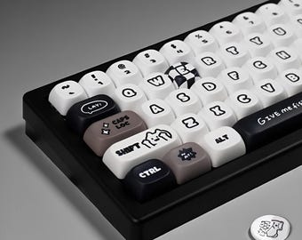 Kattprofil-tangentbord, sött PBT-tangentbordsset för mekaniskt tangentbord, hantverksmässig design, perfekt present till kattälskare