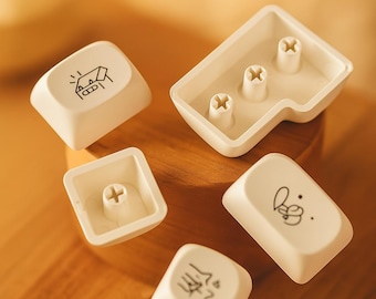 Cat Keycaps Full Set, Cute PBT Keycaps for Mechanical Keyboard, MOA Profile, Adorable Animal Keycaps
