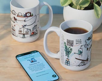 Daily Life Hack Interactive QR Mug: Scan Everyday for New Life Tip