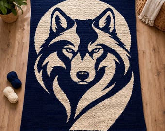 Wolf Crochet Blanket Pattern, Woodland Graphgan Throw, Single Crochet Afghan (Digital Download)