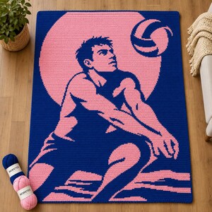 Dig Deep Volleyball Haakpatroon Graphgan, Deken met Vaste Haken (PDF Download)