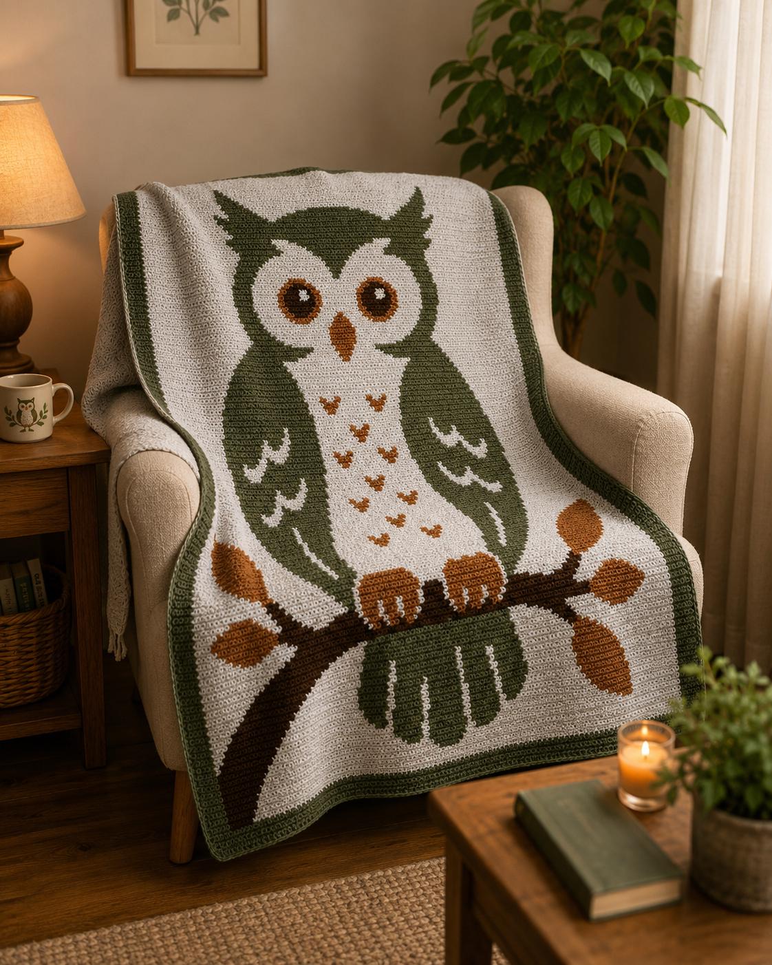24 Owl Blanket Crochet Patterns for Cozy Gifting and Woodland Charm 16 Woodland Owl Crochet Blanket Pattern Rustic Tapestry