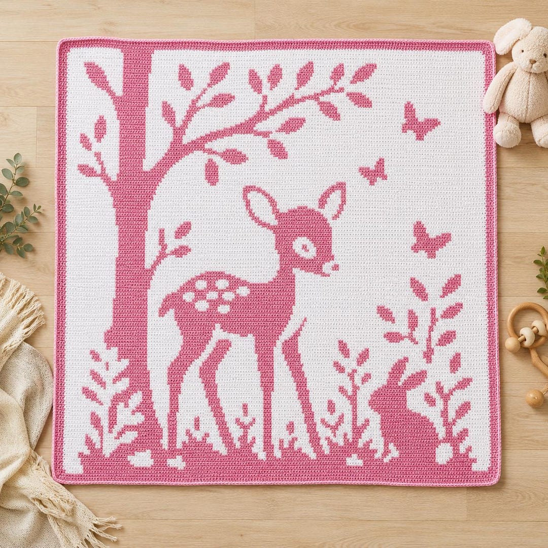 Woodland Deer Crochet Baby Blanket Pattern, Graphgan Nursery Afghan ...