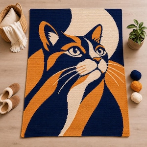 Moderne Katze Häkeldecke Muster, Golden Housemate Graphgan Überwurf (PDF Download)