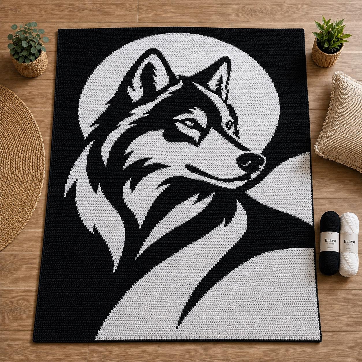 30 Beautiful and Stylish Monochrome Crochet Patterns 3 Wolf Graphgan Throw Pattern