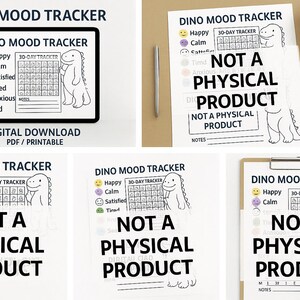 30 jours Dino Mood Tracker PDF imprimable pour enfants et adultes téléchargement numérique