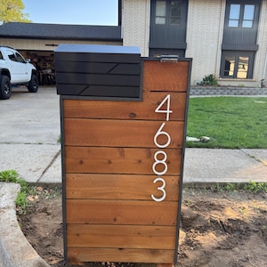 Mailbox with Post, Modern Mailbox, Rustic Mailbox,Custom Mailbox, Handmade Mailbox, Modern Design Mailbox, Painted Cedar Wood