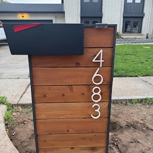 Mailbox with Post, Modern Mailbox, Rustic Mailbox,Custom Mailbox, Handmade Mailbox, Modern Design Mailbox, Painted Cedar Wood(2)