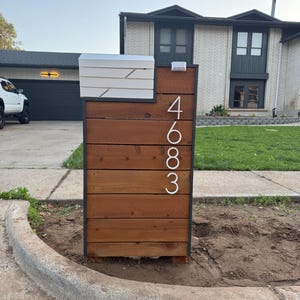 Mailbox with Post, Modern Mailbox, Rustic Mailbox,Custom Mailbox, Handmade Mailbox, Modern Design Mailbox, Painted Cedar Wood