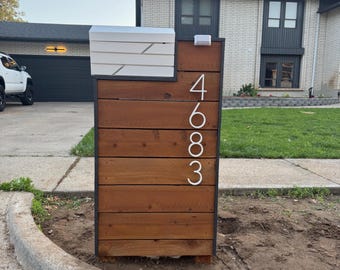 Mailbox with Post, Modern Mailbox, Rustic Mailbox,Custom Mailbox, Handmade Mailbox, Modern Design Mailbox, Painted Cedar Wood