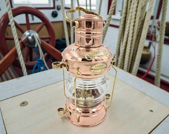Antieke koperen en messing nautische lantaarn | Vintage scheepsolielamp