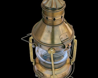 アンティーク真鍮アンカーオイルランプヴィンテージマリンランタン航海