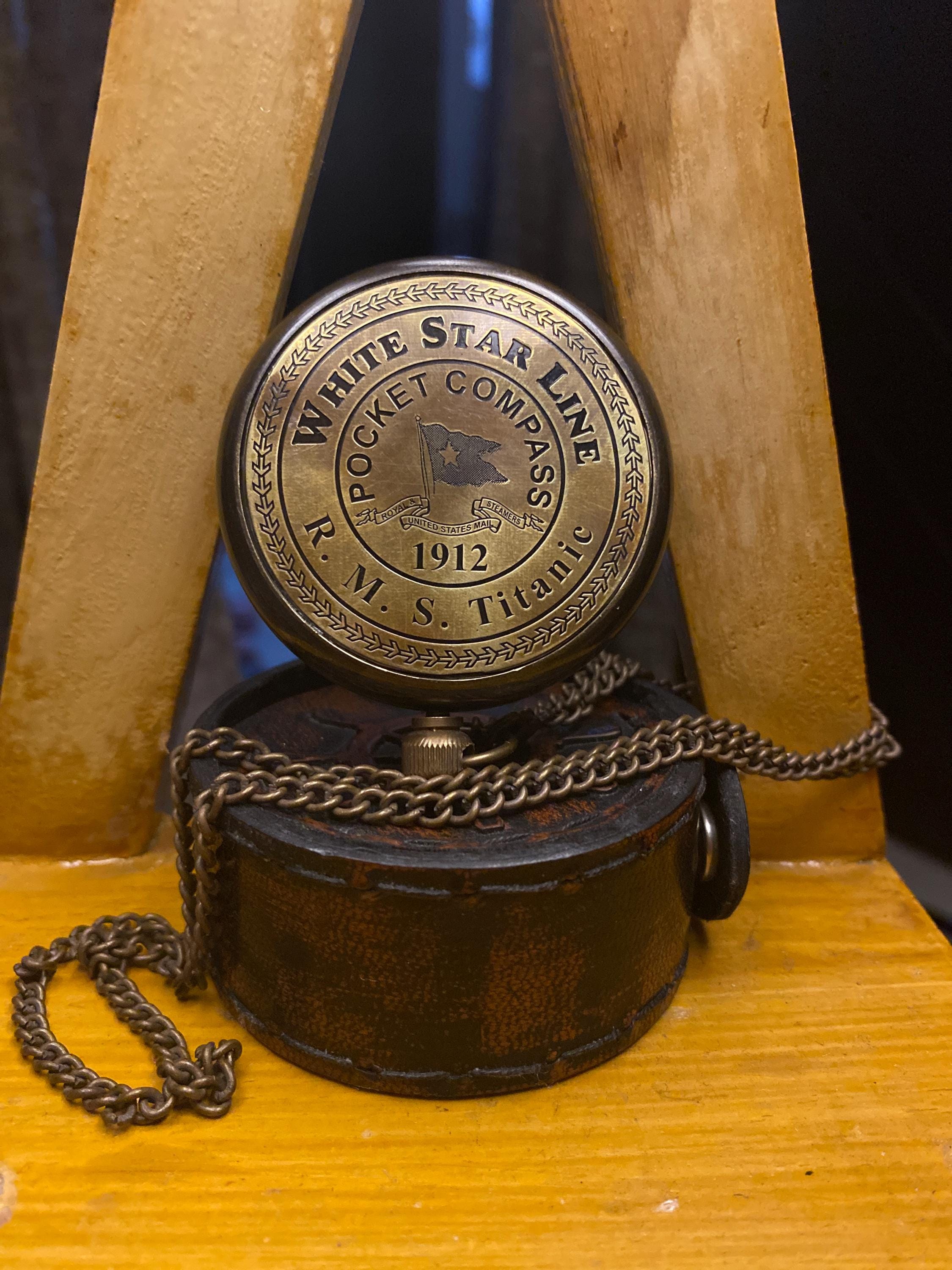 Brass Pocket Compass Titanic Style - Antique Marine Compass For Hiking Camping Gifts