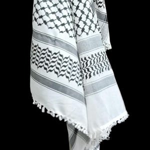 Palestine Shemagh Scarf – Black & White Keffiyeh Khufiya – Traditional Arabic Headwrap