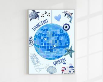 Mamma Mia Inspired Print: Boho Blue Wall Art (Digital Download, PDF, 5 Sizes)