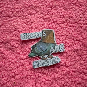 pigeons are friends, pigeon with a bag on its head sticker