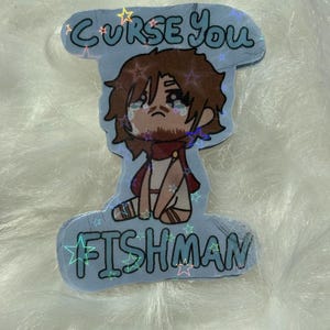 curse you fish man, Greek mythology odyssey sticker.