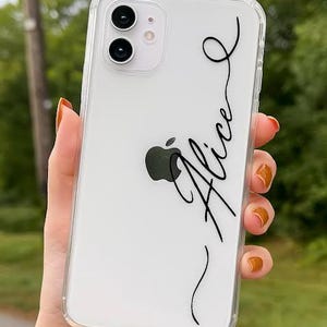 Funda de teléfono personalizada – Funda de TPU transparente con nombre personalizado – Funda de silicona suave para iPhone – Regalo para ella/él
