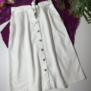 Marks & Spencer White Elegant Linen Midi Skirt Size 44