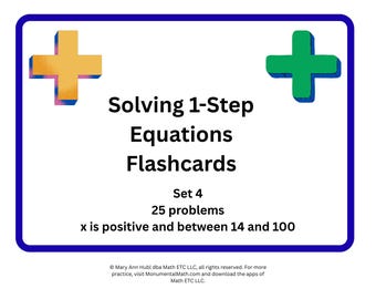 Solving 1-Step Equations Flashcards, Set 4