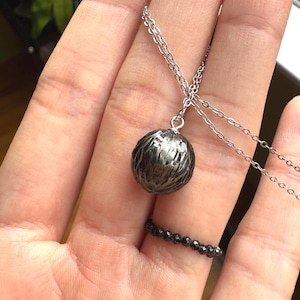 12-13mm Genuine Dragon Scale Tahitian  Pearl Pendant Necklace, Very High Luster,  Carved Tahitian  Pearl, Handmade Gift #TN150