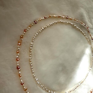 3-4mm Dainty Baroque Freshwater Pearl Choker Necklace, Super High Luster, Natural Multi-color pearl necklace, tiny pearl choker, Gift #FN051