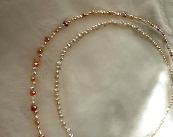 3-4mm Dainty Baroque Freshwater Pearl Choker Necklace, Super High Luster, Natural Multi-color pearl necklace, tiny pearl choker, Gift #FN051
