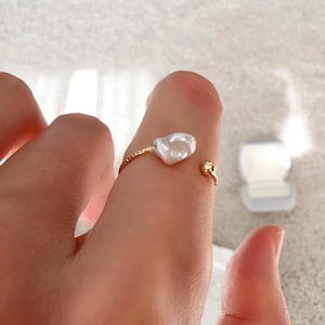 Baroque Pearl Ring, Unique Pearl Ring, Adjustable Pearl Ring, Open Pearl Ring, Minimalist Ring, Gift For Her #FR043