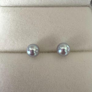 Orecchini a bottone in argento sterling con perle Akoya giapponesi naturali da 5-6 mm, molto lucenti, da indossare tutti i giorni, fatti a mano, regalo #AE045