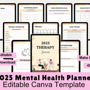 2025 Mental Health Planner: Self-Care Journal & Anxiety Tracker (Digital Download)