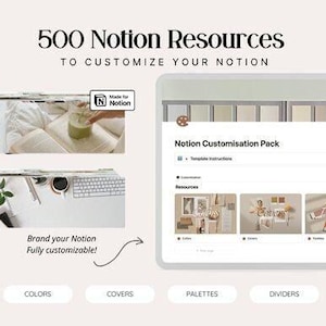 Notion Customisation Bundle – Icons, Covers, Widgets & Layouts | Aesthetic Notion Dashboard Kit
