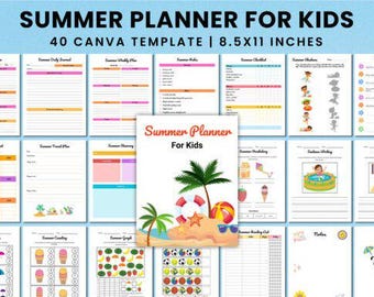Kids Summer Activity Planner – Printable Journal for Chores & Schedule | Canva PDF Download