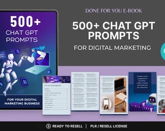 500+ ChatGPT Prompts for Digital Marketing – Content, SEO & Ads Strategies | PDF Digital Download