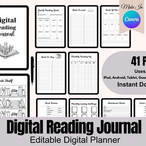 Digitales Lesetagebuch – Buch Tracker & Planer für GoodNotes | Leselogbuch, Bücherregal, Buchbesprechung und Digitales Notizbuch