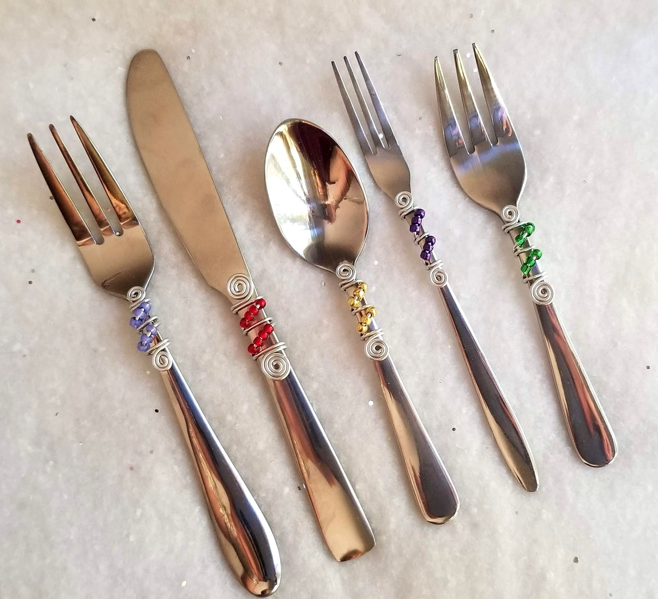 Beaded Appetizer Serving Utensils Pick your color Etsy