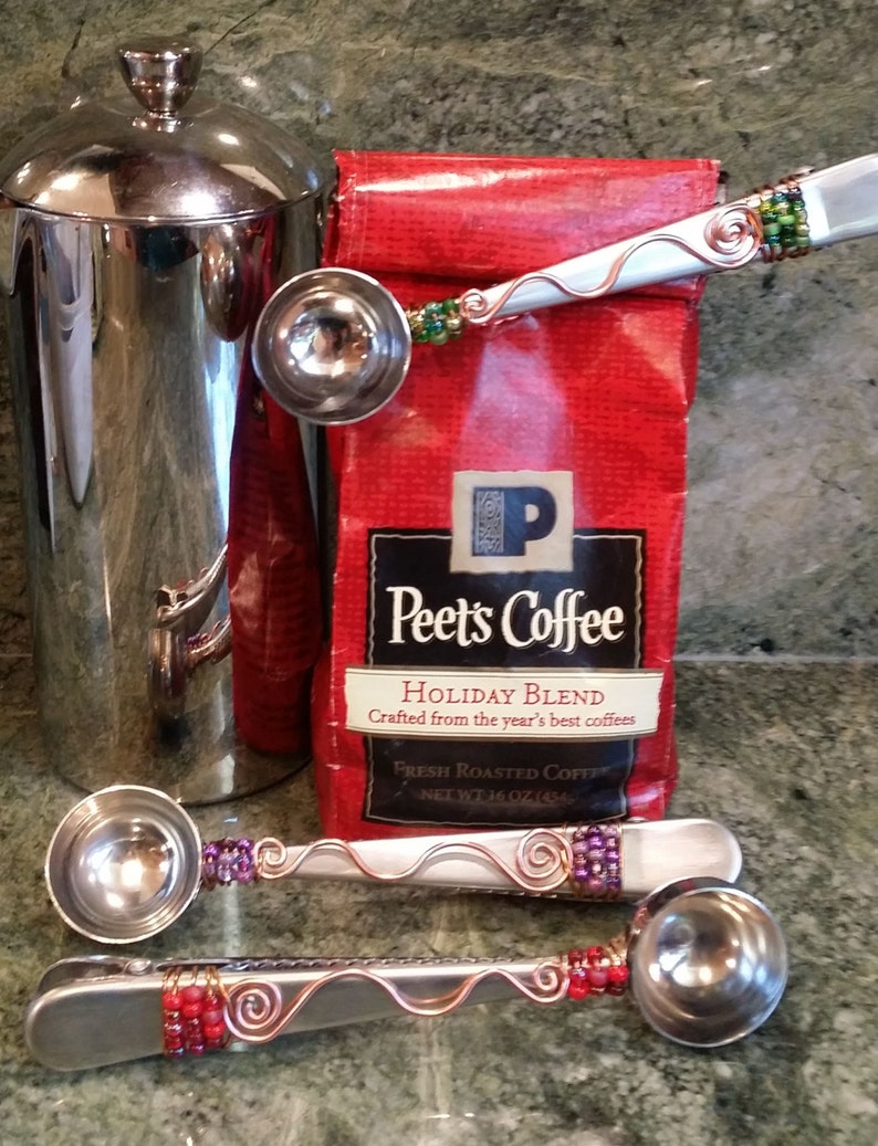 Beaded Coffee Scoop N Clip Pick Your Color Etsy