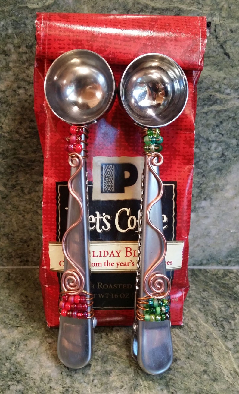 Beaded Coffee Scoop N Clip Pick Your Color Etsy