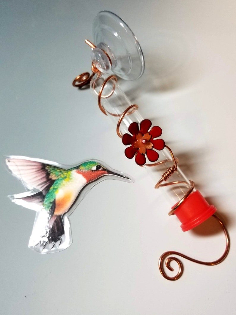 Enamel & Copper Window Hummingbird Feeder Etsy
