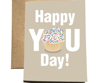 Tarjeta de cumpleaños de cupcake / Feliz día / Tarjeta de cumpleaños de Sprinkles / Tarjeta de feliz cumpleaños