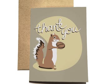 Squirrel Thank You Card / Thanksgiving Card / Cute Thank You Card / Thankful Card / Thank You Card / Cute Squirrel Card