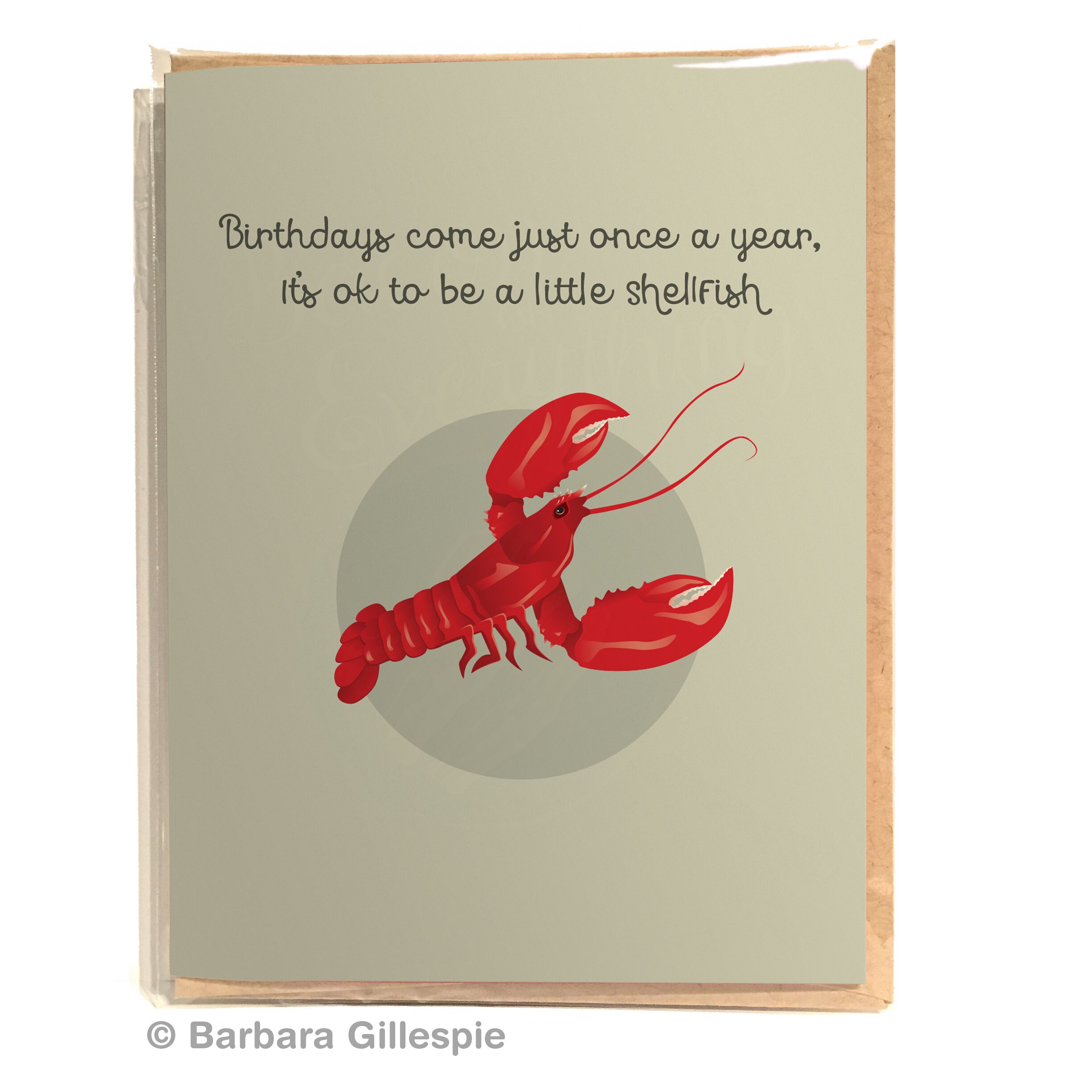 Lobster Birthday Card/ It's Okay to be a Little Shellfish Etsy