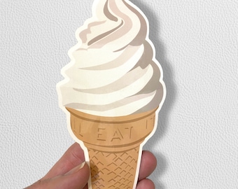 Ice Cream Cone Sticker / Ice Cream Art Sticker / Vanilla Cone Sticker / Frozen Yogurt Sticker /  Sticker / Ice Cream Illustration Sticker